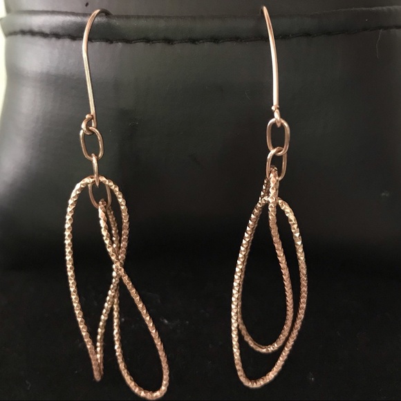 Diamond Cut Swirl Drop Earrings Rose Gold - Picture 3 of 6